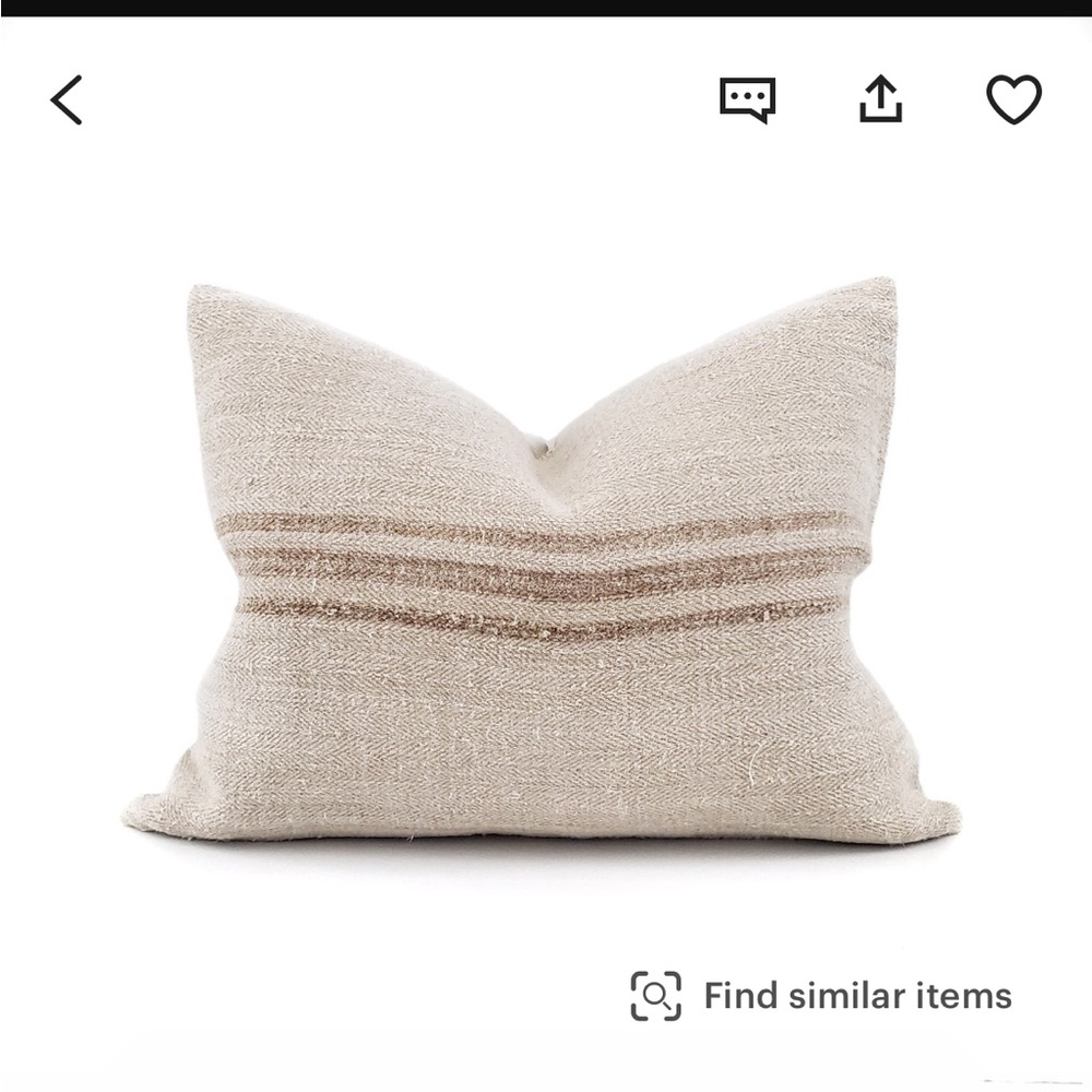 Vintage Grain Sack Pillow with linen backing and zipper